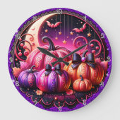 Verzaubertes Halloween-Whimsikal und spöttisch Große Wanduhr (Vorderseite)