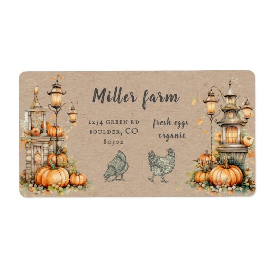 Verzaubertes Herbst-Rustikales Etikett für den Eie (Vorne)