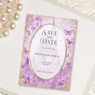 Verzaubertes Holz Märchenschloss Florale Schmetter Save The Date