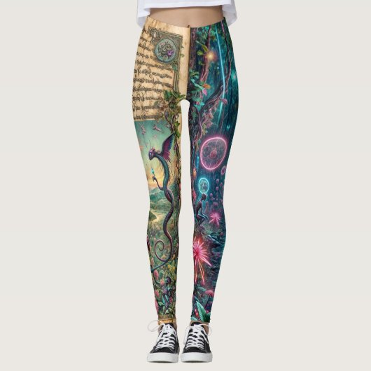 Verzaubertes Junk Journal Leggings (Vorderseite)
