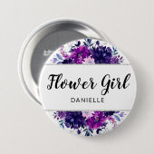 Verzaubertes Lila Blumenmädchen Mit Monogramm Button (Vorne & Hinten)