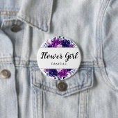 Verzaubertes Lila Blumenmädchen Mit Monogramm Button (Beispiel)