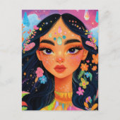 Verzaubertes Mädchen mit Blume Postüberqueren Postkarte (Vorderseite)