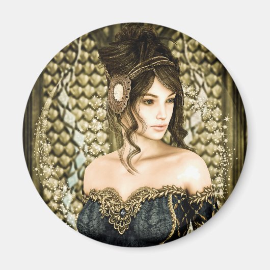 Verzaubertes Märchenprinzessinnenporträt Magnet (Vorne)