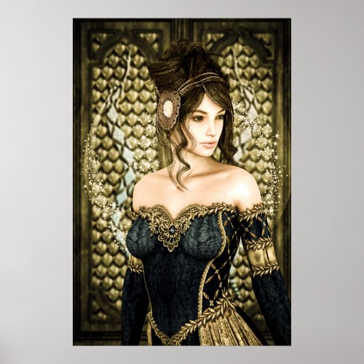Verzaubertes Märchenprinzessinnenporträt Poster (Vorne)