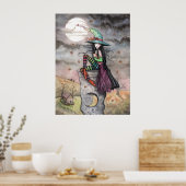 Verzaubertes Oktober Hexenkatzenposter Poster (Küche)