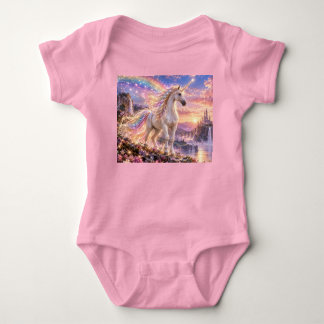 Verzaubertes Regenbogen Einhorn Rosa Baby Strampler