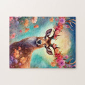 Verzaubertes Reh mit Blumen Puzzle (Horizontal)