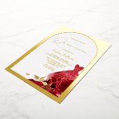 Verzaubertes Rotes Kleid Blush Bloral Quinceanera  Folieneinladung (Gedreht)