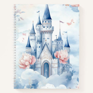 Verzaubertes Schloss in Wolken Pastell Blumen Märc Notizblock
