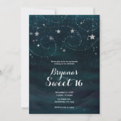 Verzaubertes Sternennachts-Silver & Blue-Party Einladung (Vorderseite)