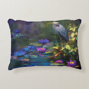 Verzaubertes Teichwasser Lilie Natur Aquarell Dekokissen