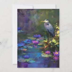 Verzaubertes Teichwasser-Lilie Natur-Aquarell Feiertagskarte