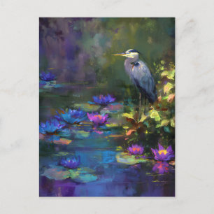 Verzaubertes Teichwasser-Lilie Natur-Aquarell Feiertagspostkarte