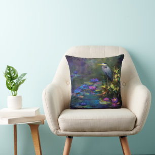 Verzaubertes Teichwasser Lilie Natur Aquarell Kissen