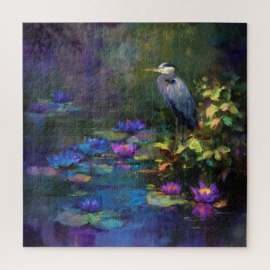 Verzaubertes Teichwasser-Lilie Natur Aquarell Puzzle