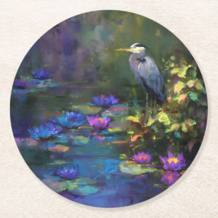 Verzaubertes Teichwasser-Lilie Natur Aquarell Runder Pappuntersetzer