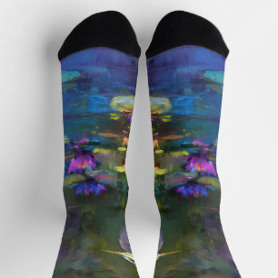 Verzaubertes Teichwasser-Lilie Natur Aquarell Socken