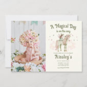 Verzaubertes Unicorn und Märchenspezifisches Foto Einladung (Vorderseite)