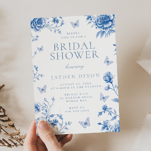 Verzaubertes Vintages Dusty Blue Brautparty Einladung