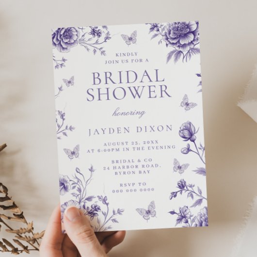 Verzaubertes Vintages Lila Brautparty Einladung