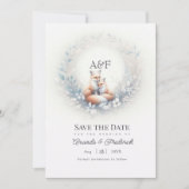 Verzaubertes Wald-Fuchs-Paar-Monogramm-Hochzeit Save The Date (Vorderseite)