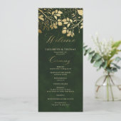 Verzaubertes Wald-Gold-Laub-Hochzeitsprogramm (Stehend Vorderseite)