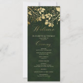 Verzaubertes Wald-Gold-Laub-Hochzeitsprogramm (Vorderseite)