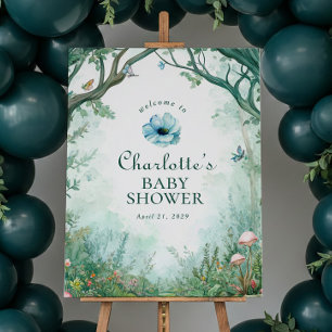 Verzaubertes Wald-Märchenwald-Baby-Shower-Schild Poster