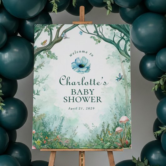 Verzaubertes Wald-Märchenwald-Baby-Shower-Schild Poster