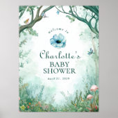 Verzaubertes Wald-Märchenwald-Baby-Shower-Schild Poster (Vorne)