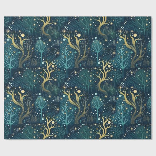 Verzaubertes Waldmuster Geschenkpapier (Flach)