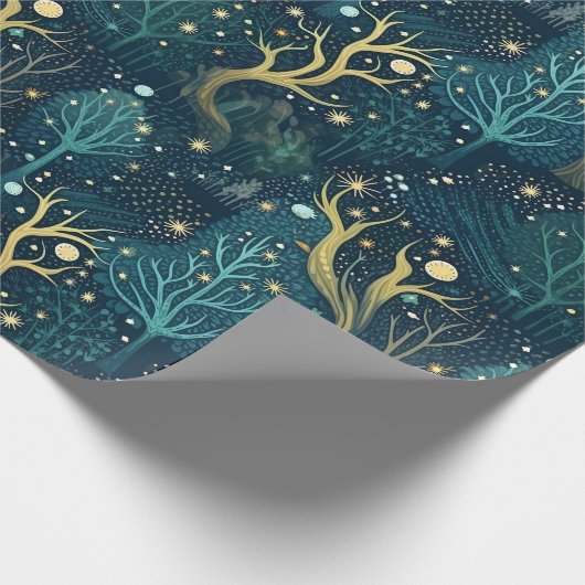 Verzaubertes Waldmuster Geschenkpapier (Ecke)
