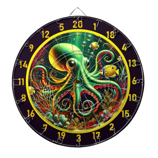 Verzaubertes Wasser Octopus Dartboard Dartscheibe (vorne)