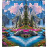 "Verzaubertes Wasser - türkisfarbene Fantasie Duschvorhang (Vorderseite)