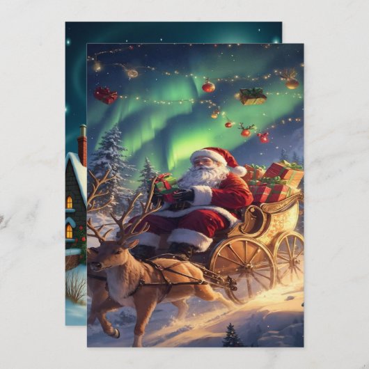 Verzaubertes Weihnachts-Winterdorf-Hintergrundbild Feiertagskarte (Vorne/Hinten)