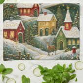 Verzaubertes Weihnachtsdorf Geschirrtuch (Gefaltet)
