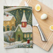 Verzaubertes Weihnachtsdorf Geschirrtuch (Viertel Falte)
