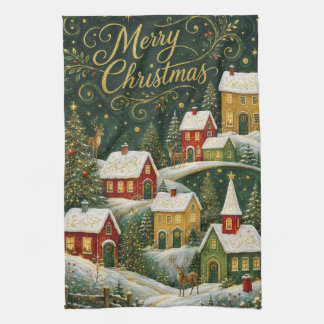 Verzaubertes Weihnachtsdorf Geschirrtuch