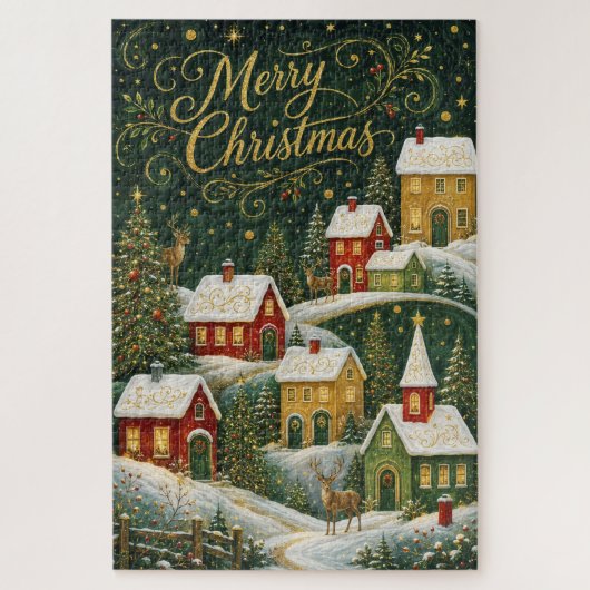 Verzaubertes Weihnachtsdorf Puzzle (Vertikal)