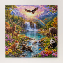 Verzaubertes Wildtiertal-Naturpuzzle