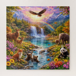 Verzaubertes Wildtiertal-Naturpuzzle Puzzle