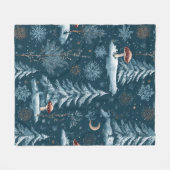 Verzaubertes Winterwald-Nachtmuster (1) Fleecedecke (Vorderseite (Horizontal))