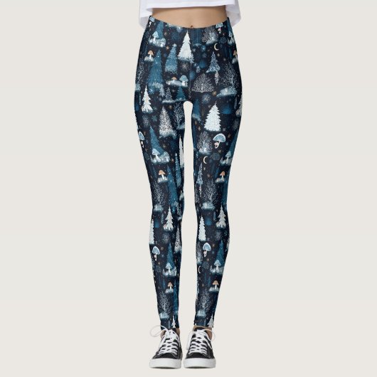 Verzaubertes Winterwald-Nachtmuster (3) Leggings (Vorderseite)