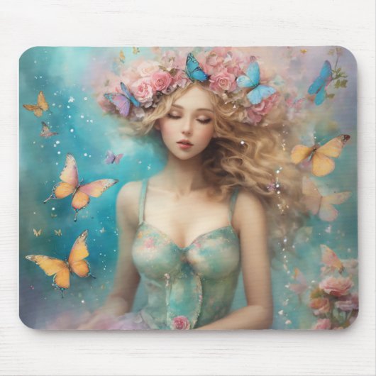 Verzauberung Butterfly Girl | Magische Fantasie Ar Mousepad (Vorne)
