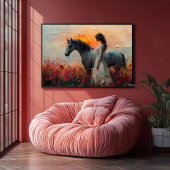 Verzauberung für Pferd und Frau in einem pulsieren Poster