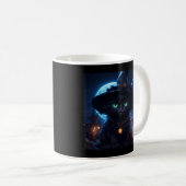 Verzauberung Halloween Kitten Hexe Kaffeetasse (VorderseiteRechts)