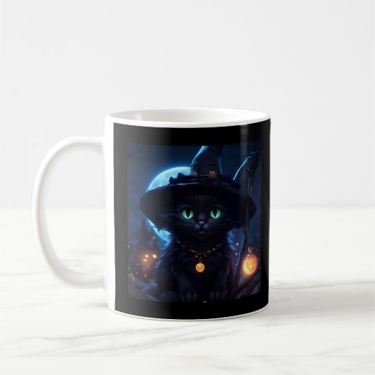 Verzauberung Halloween Kitten Hexe Kaffeetasse (Links)