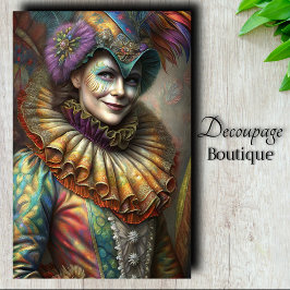 Verzauberung Harlequin Lady Clown Decoupage Seidenpapier