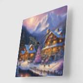 Verzauberung im Winter: Ein Thomas-Kinkade-Inspir Quadratische Wanduhr (Winkel)